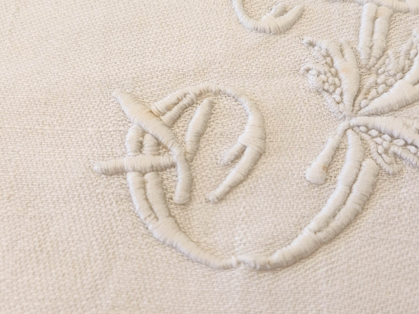 Superbe monogramme ancien IS sur serviette ancienne B8