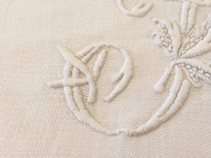 Superbe monogramme ancien IS sur serviette ancienne B8
