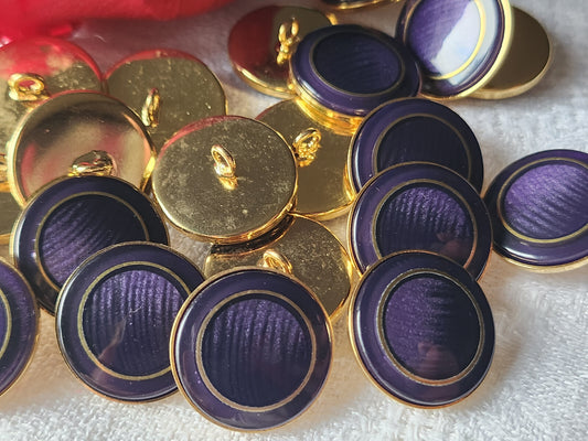 Lot 9 boutons vintage collection en métal inclusion violet 1,9  cm ref 3297