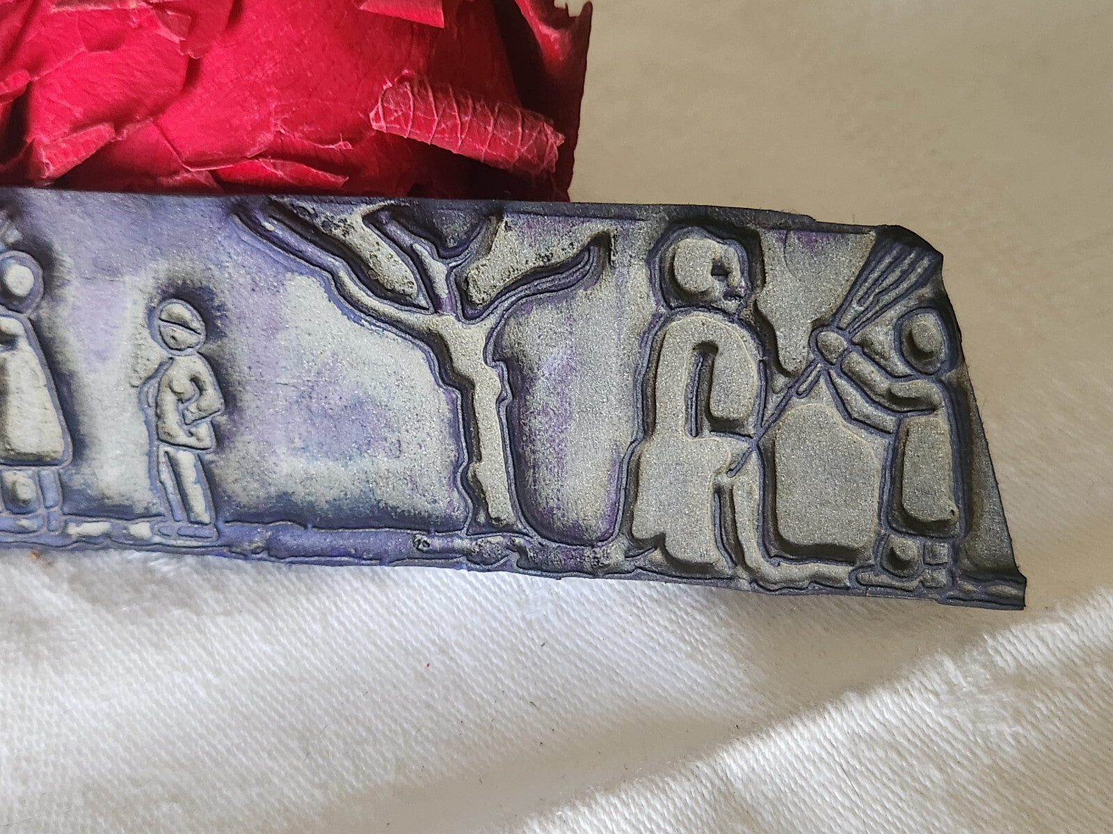 Tampon ancien sans support frise broderie collection bonhomme de neige  n°17