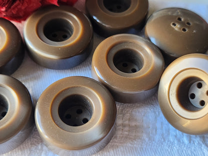 Lot 6 gros boutons vintage épais marron lourd 2,5 cm ref 5568