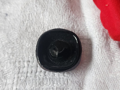 Gros bouton en verre noir doré volume vintage  2 cm D13G