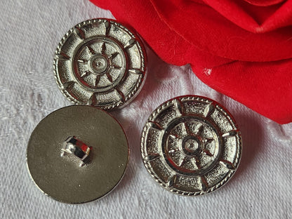 Trio boutons vintage en métal argenté alliage leger marin 2,3 cm G14D