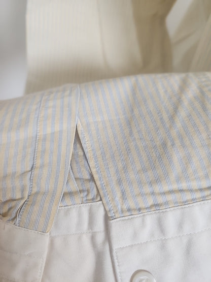Pur vintage jolie chemise ancienne rayé jaune bleu 38? ref portant