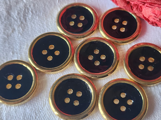 Lot 8 boutons vintage noir bleu suivant la lumiere metal 2 cm ref 2774