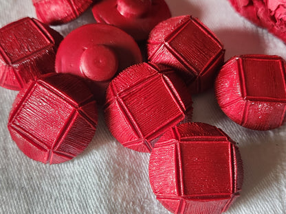 Lot 6 gros boutons vintage rouge volume pied superbe 2,5 cm ref 1879
