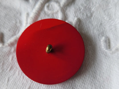Collection bouton ancien rouge camaieu motif feuillage relief 2,6 cm G12J