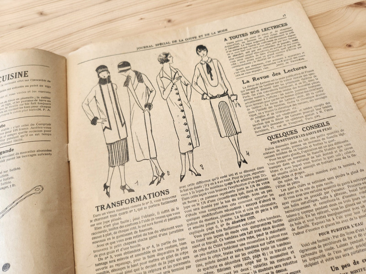 Journal de l'institut de coupe de paris année folle mode  Janvier 1926 patron