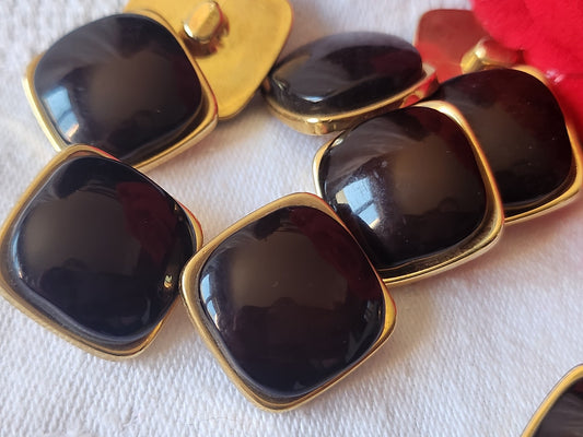 Lot 8  boutons vintage marron doré acrylique  pied 1,9 cm ref 2539