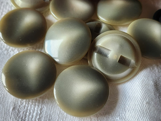 Lot 6 gros  boutons vintage gris camaieu à pied lisse  2,7 cm ref 2006