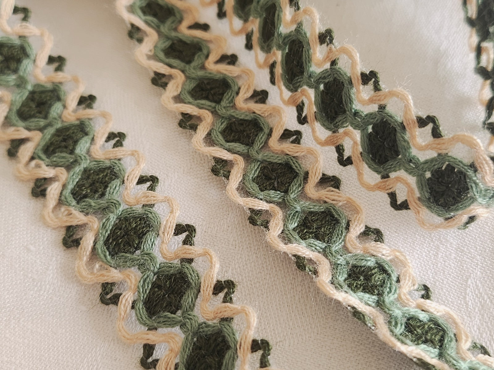 Galon vintage vert beige 2 m 20 sur 2,4 cm A5