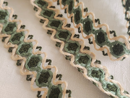 Galon vintage vert beige 2 m 20 sur 2,4 cm A5