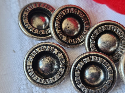 Lot 6 boutons vintage métal argenté  lourd  2,2 cm pied ref 5858