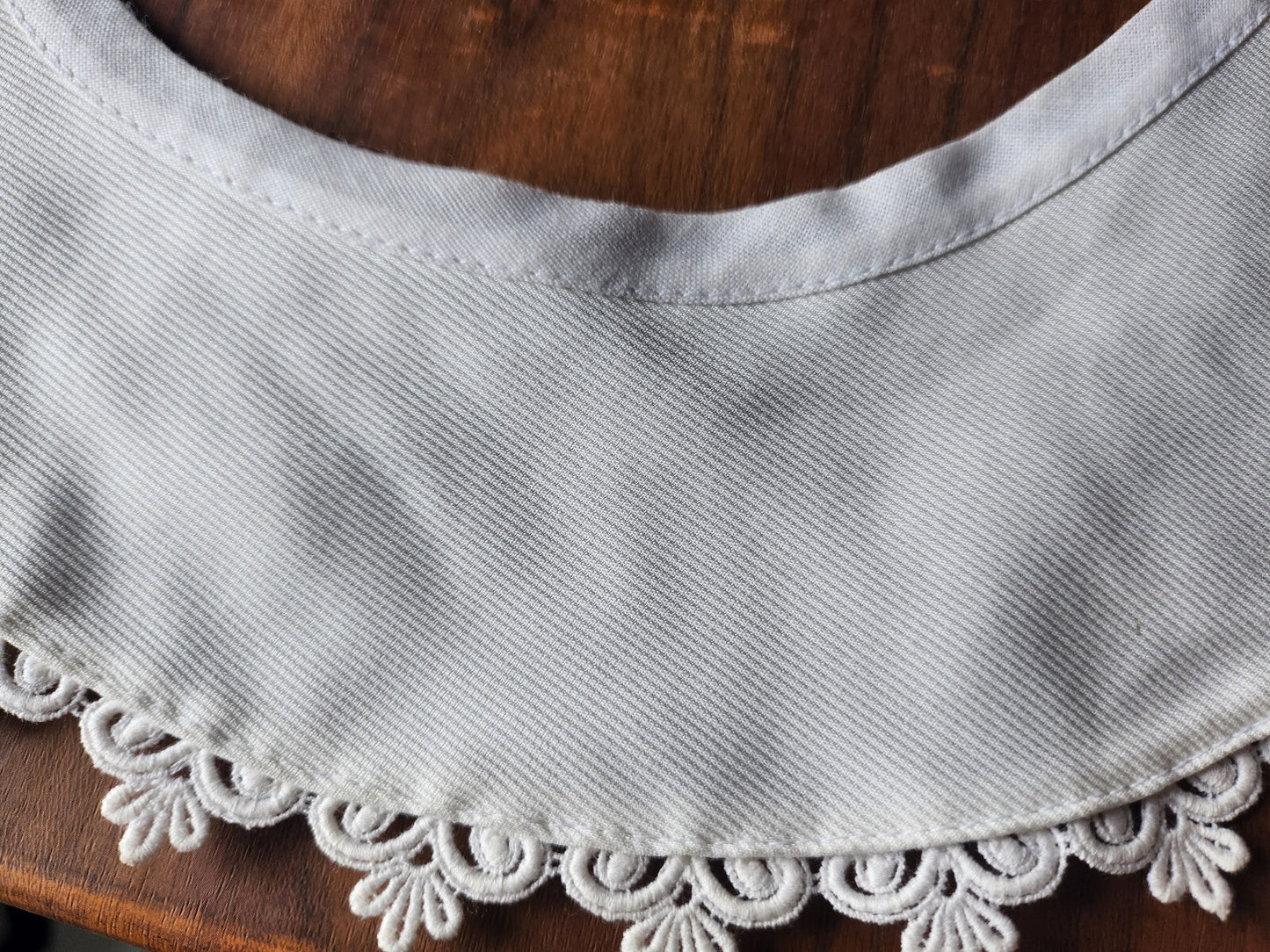 Ancien col motif  dentelle tissu tramé vintage B1-8