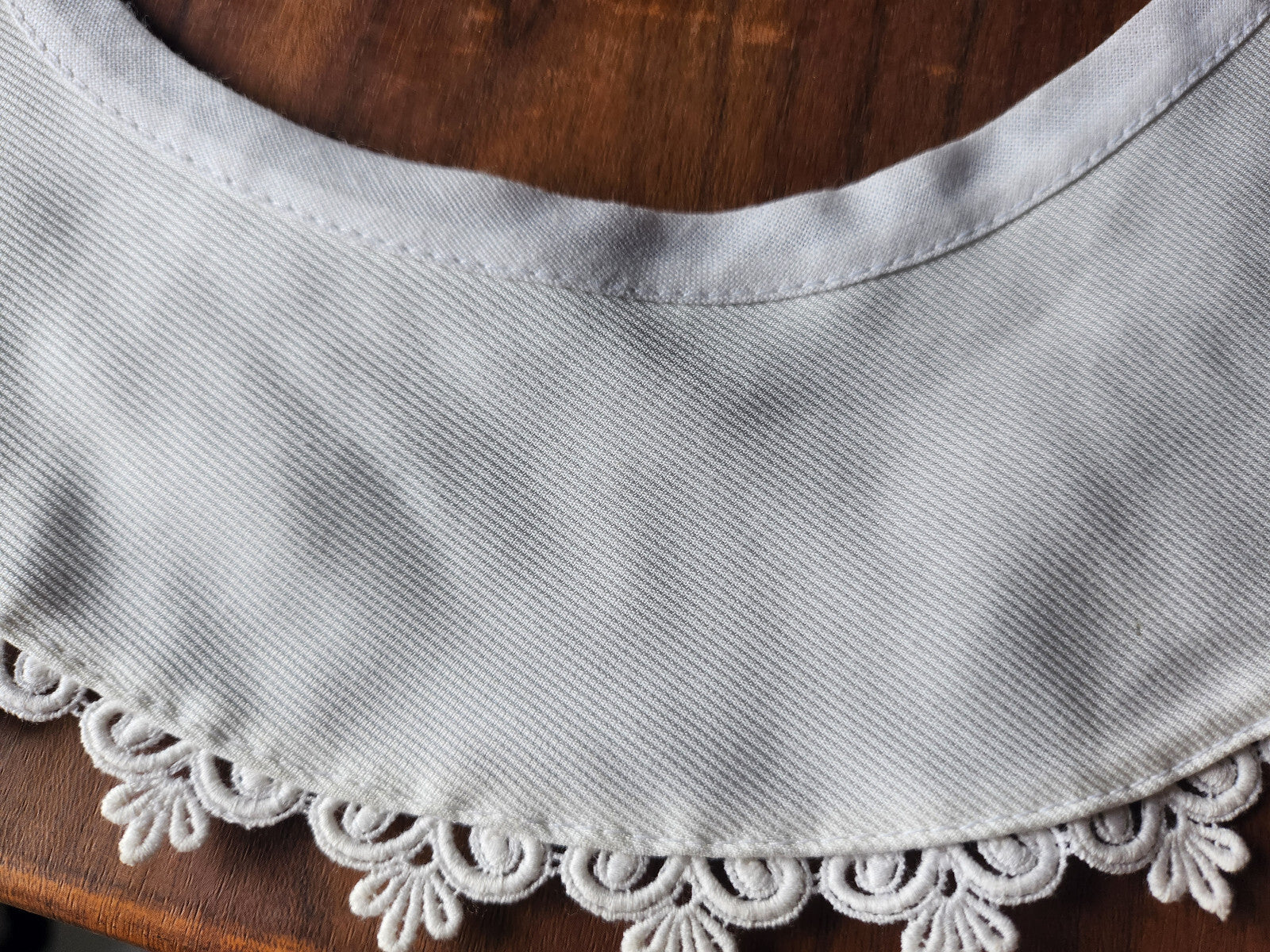 Ancien col motif  dentelle tissu tramé vintage B1-8