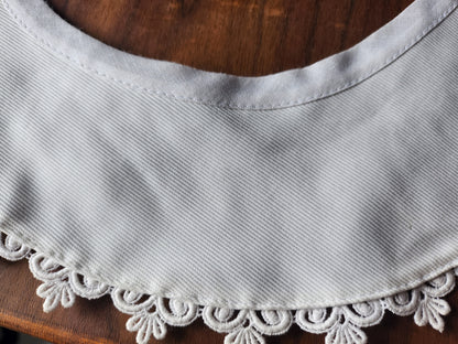 Ancien col motif  dentelle tissu tramé vintage B1-8