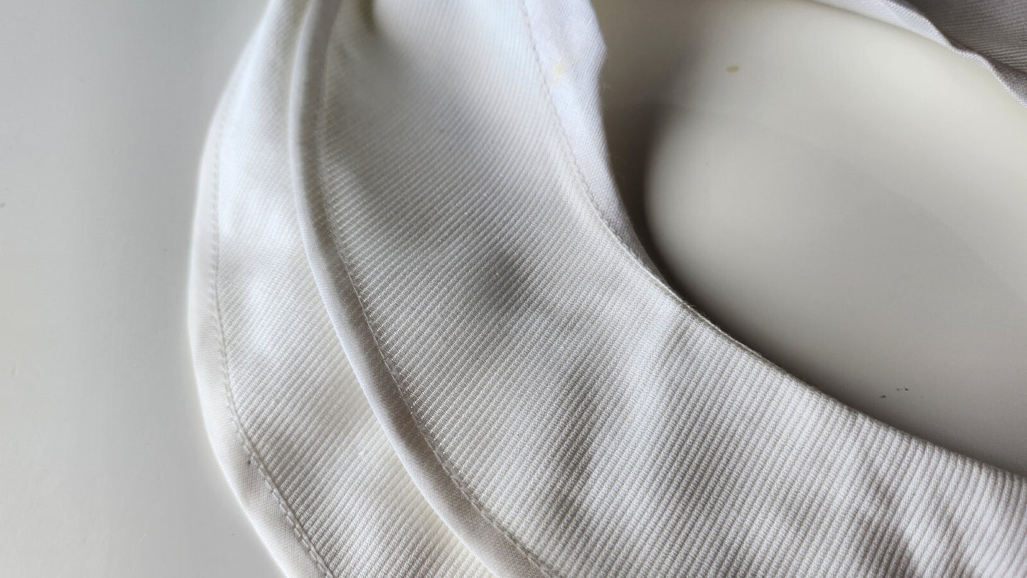 Col ancien vintage tissu tramé double vbvolant blanc B1-25