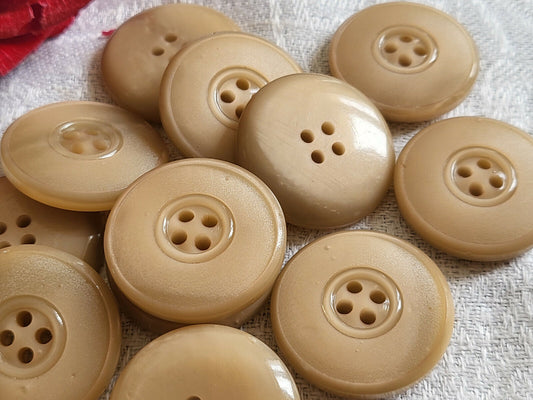 Lot 6 gros boutons vintage marron beige épais  diamètre  2,6 cm ref 3374