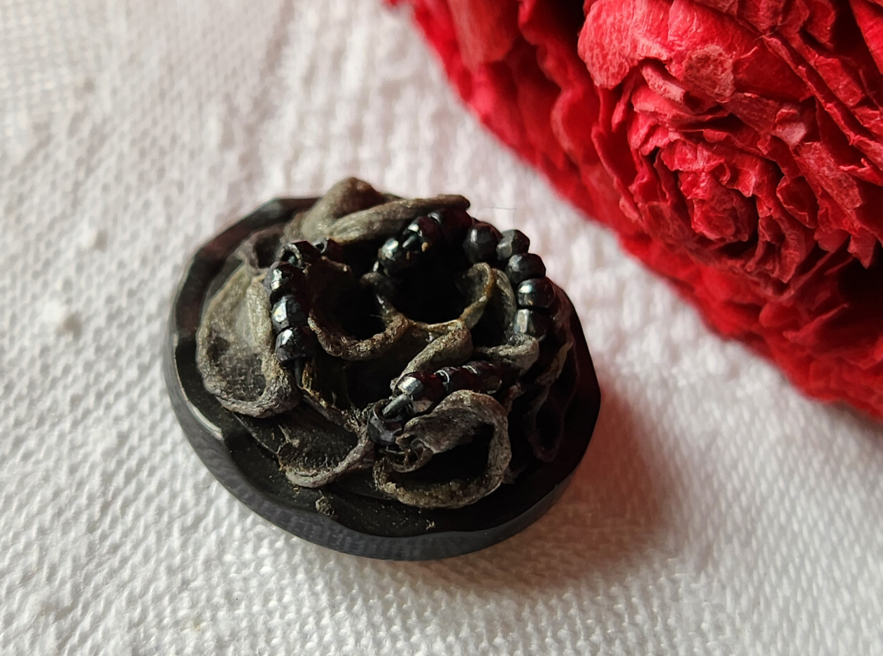 Collection bouton vintage résine perle gris pied 2,1 cm G10C
