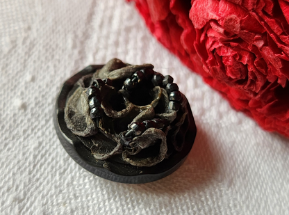 Collection bouton vintage résine perle gris pied 2,1 cm G10C