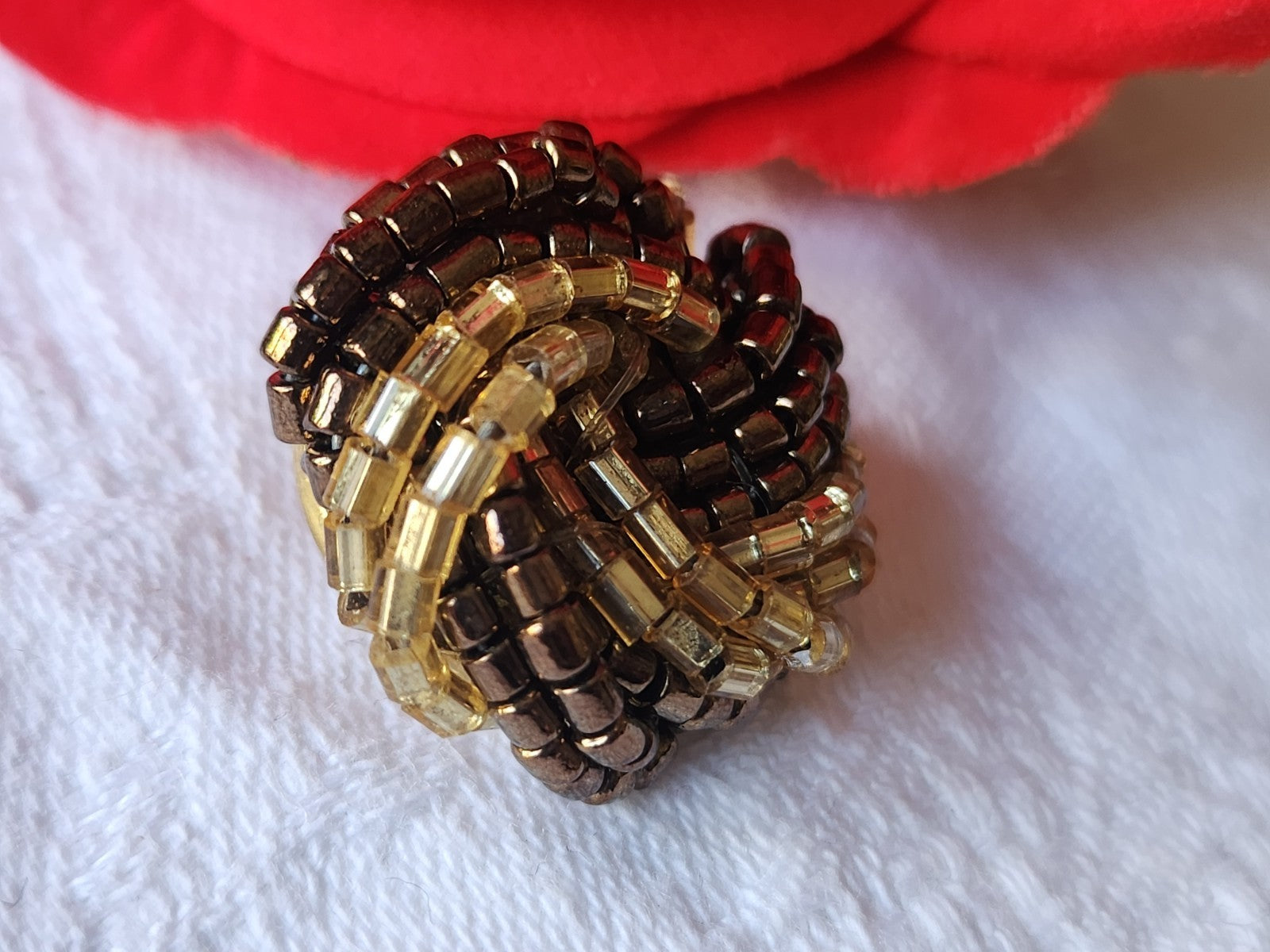 Bouton vintage en métal torsade de perle bijoux parurier 2,5 cm G2L