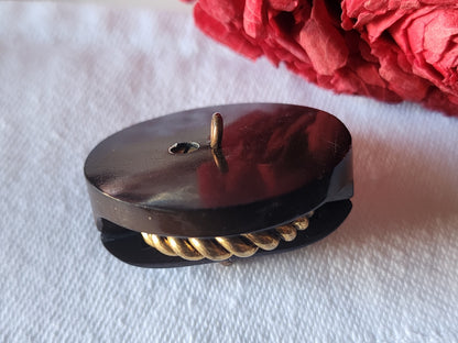 collection bouton ancien volumineux marron metal 3,3 cm ref 3158