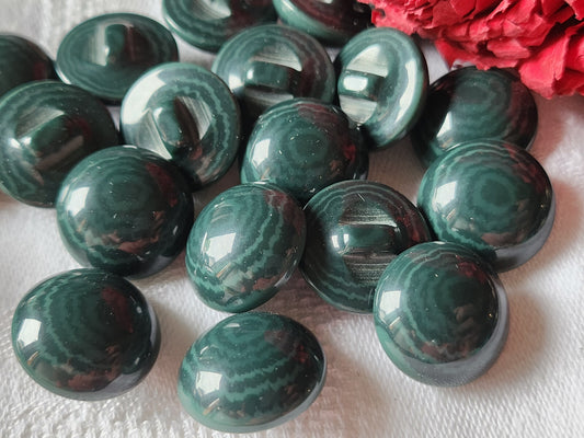 Lot 6 boutons vintage vert bombé à pied 1,7 cm ref 3296