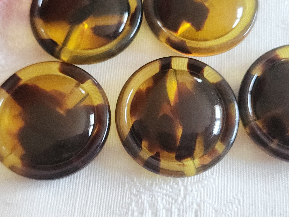 Lot 5 gros boutons vintage marron jaune transparent 2,9 cm ref 6233