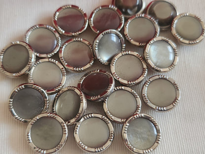 Lot 19 mini boutons vintage à pied gris métal 1,1 cm ou 11 mm ref 6366