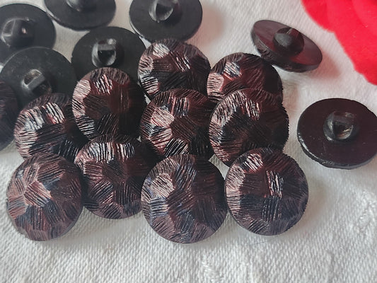 Lot 9 boutons vintage rouge noir pied texturé 1,7 cm ref 1127