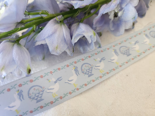 Ruban galon bleu ton clair oie panier 3 mètres sur2,5 cm A3