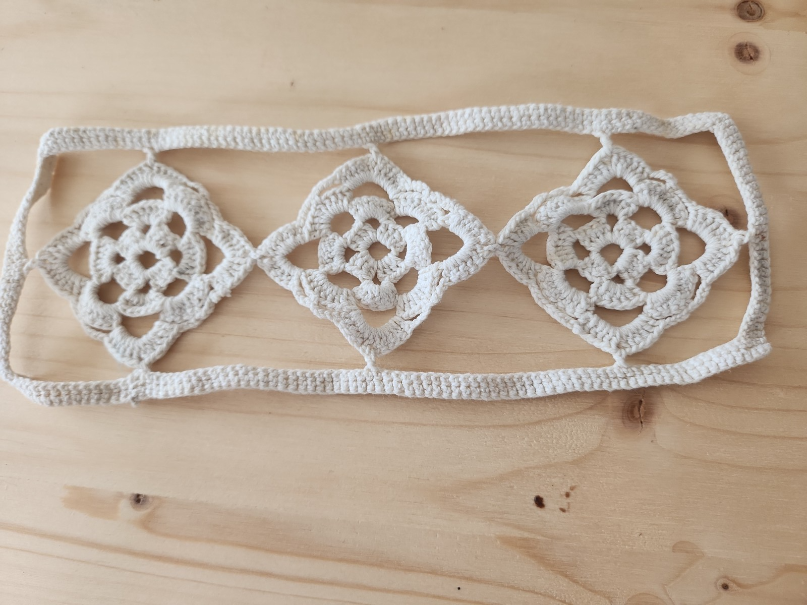 Incrustation ancienne grande dentelle rideau crochet 21,5 cm sur 6,8  T1-2