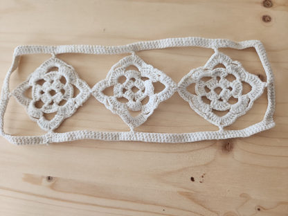 Incrustation ancienne grande dentelle rideau crochet 21,5 cm sur 6,8  T1-2
