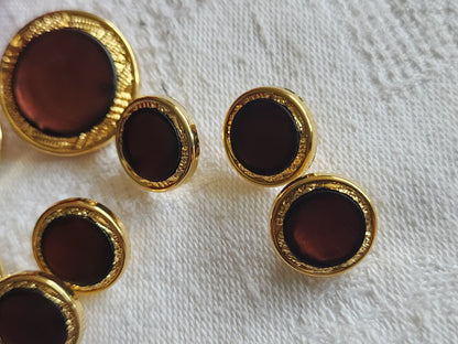 Lot 8 boutons vintage doré marron acrylique 1,2 cm à 2 cm ref 1215