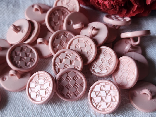 Lot 29 boutons vintage rose  damas  à pied finitions moyennes 1,5 cm ref 2263