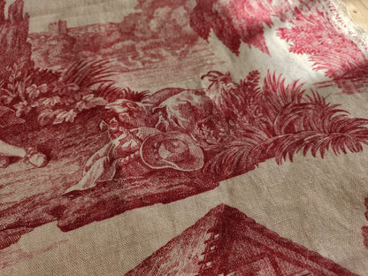 Ancien coupon de tissu toile de jouy "le printemps " d'aprés Boucher petit B6