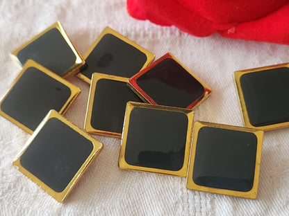 Lot 9 boutons vintage en metal gris carré doré pied 2 cm ou 20 mm ref 6421
