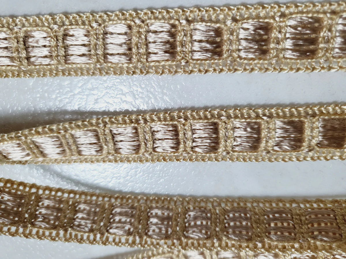 Galon vintage écru ancien lumineux beige 3 mètre sur 1,4 cm A2