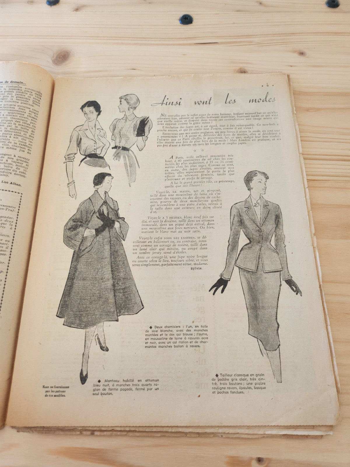 Le petit echo de la mode 1952 n°14 reflets de Paris mode patron anorak homme