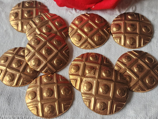 lot 10 gros ornements anciens en cuivre style cabochon pendant année 50 ref 3423