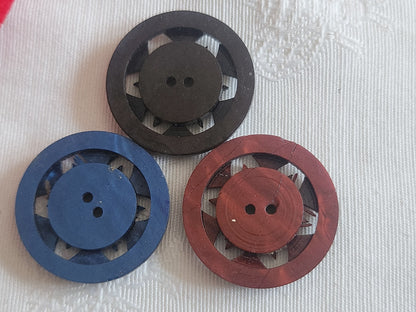 Trio boutons vintage gros découpis ajouré à trous 2,7 cm D15D