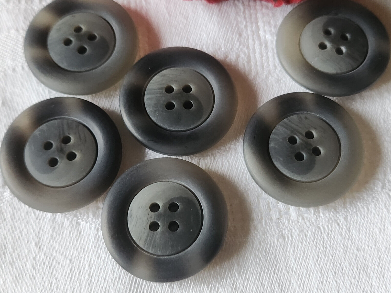 Lot 6 gros boutons vintage gris mat camaieu 3 cm trous ref 1218