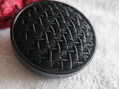 Gros bouton ancien en passementerie noir superbe 3,5 cm ref 6083