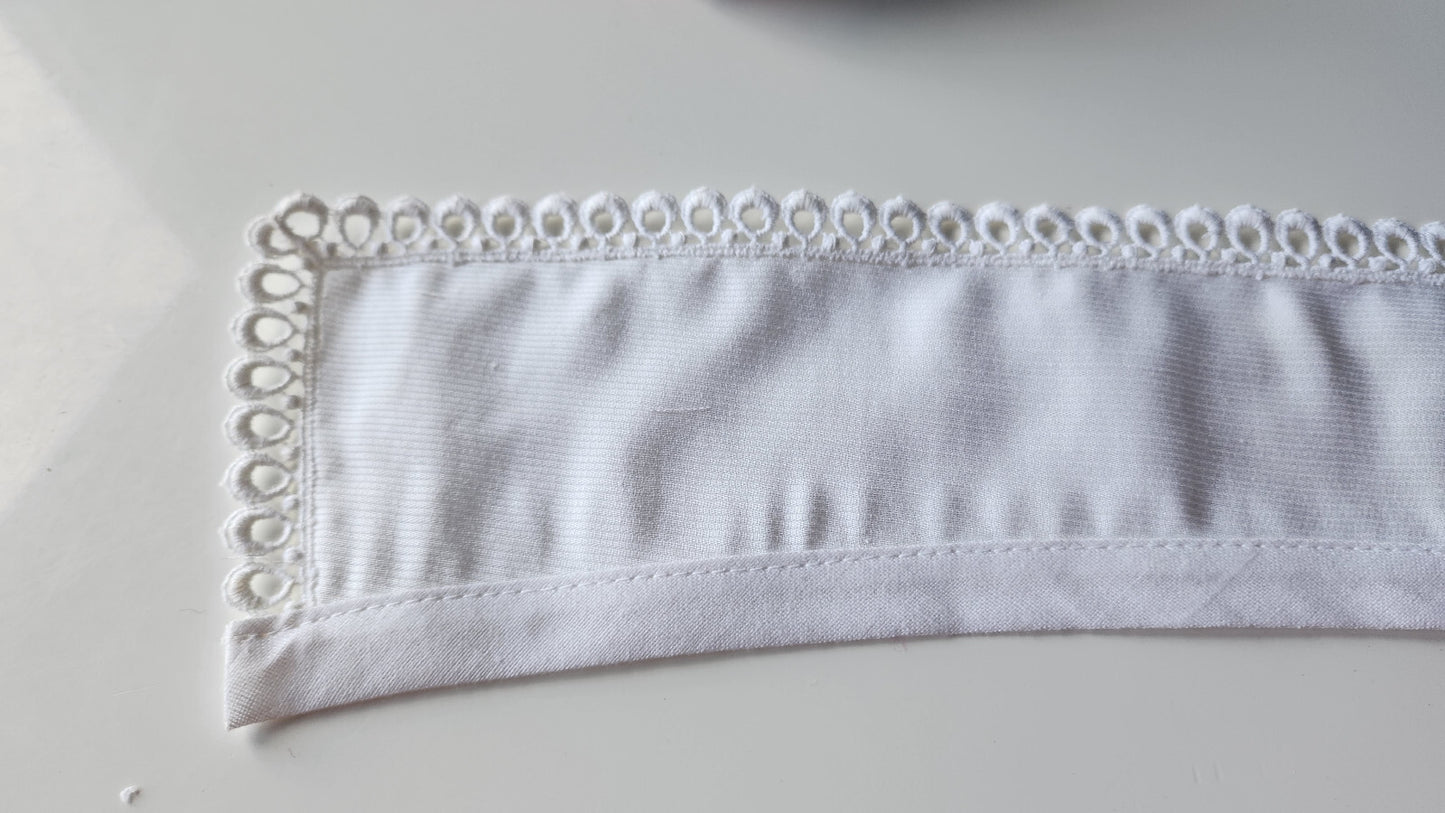 Ancien  col tissu blanc tramée  dentelle  vintage  B1-41