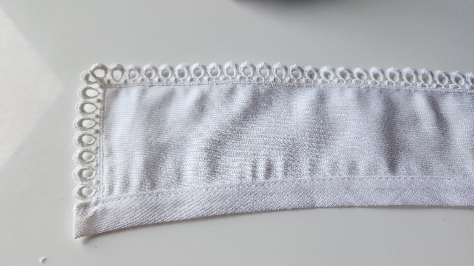 Ancien  col tissu blanc tramée  dentelle  vintage  B1-41