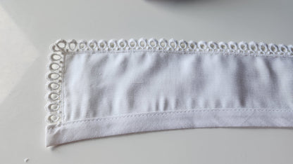 Ancien  col tissu blanc tramée  dentelle  vintage  B1-41