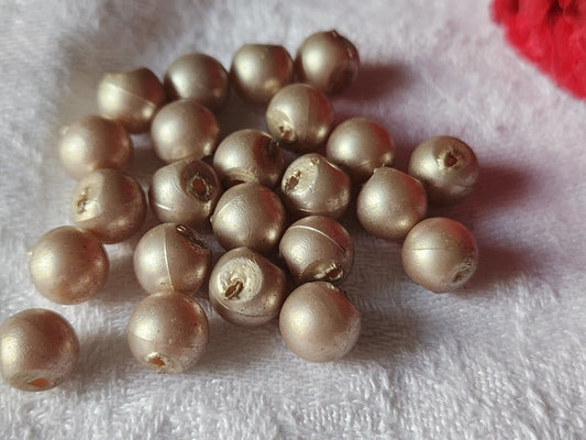 Lot 20 mini boutons vintage boule marron rosé plastique rond 0,8 cm ref 1567