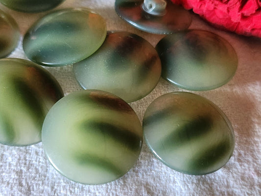Lot 6 boutons vintage vert tigré à pied 2,2 cm ref 5328