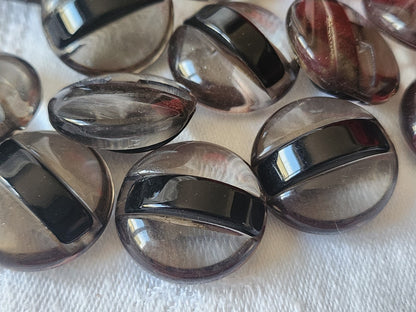 Lot 6  boutons vintage noir transparent à pied 2,2 cm ref 2778