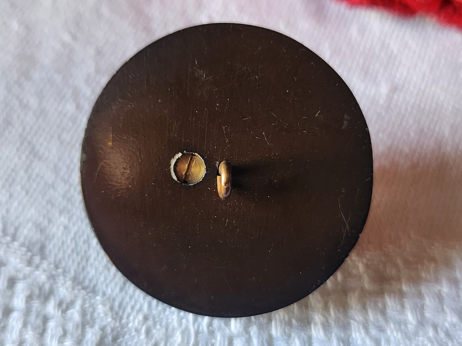 collection bouton ancien volumineux marron metal 3,3 cm ref 3158